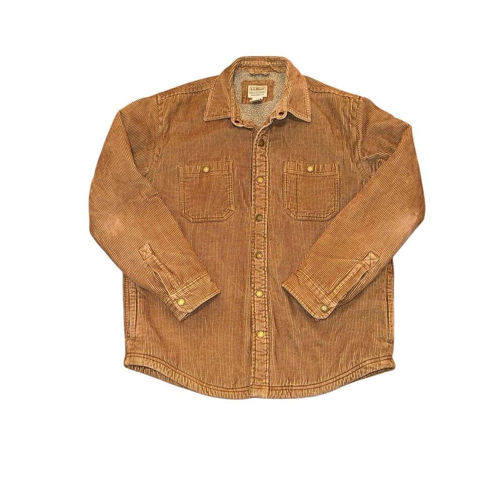 LL Bean Corduroy Sherpa Lined Shacket Mens M Workwear Jacket Cabincore GORPCORE